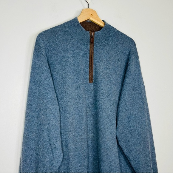 Peter Millar Blue Soft Cashmere 1/4 Zip Pullover XL - Picture 4 of 8